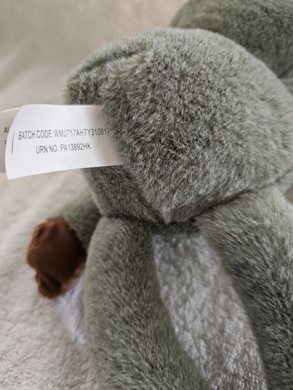 Gray Plush Sloth Stuffed Animal - Soft Kids Toy New Without Tags